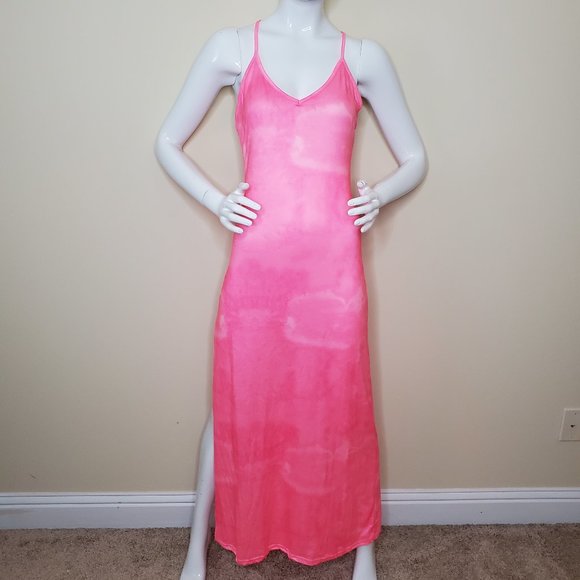 True Rock Hot Pink Scoop Neck Maxi Dress SZ L - Picture 1 of 11